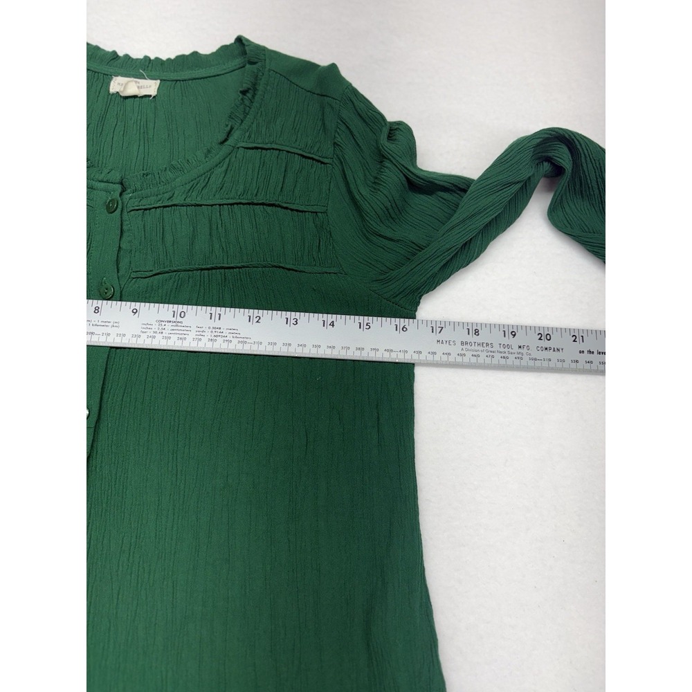 Mason & Belle Peasant Blouse Womens Small Boho Fairy Core Green Ruffled Neck - Picture 9 of 10